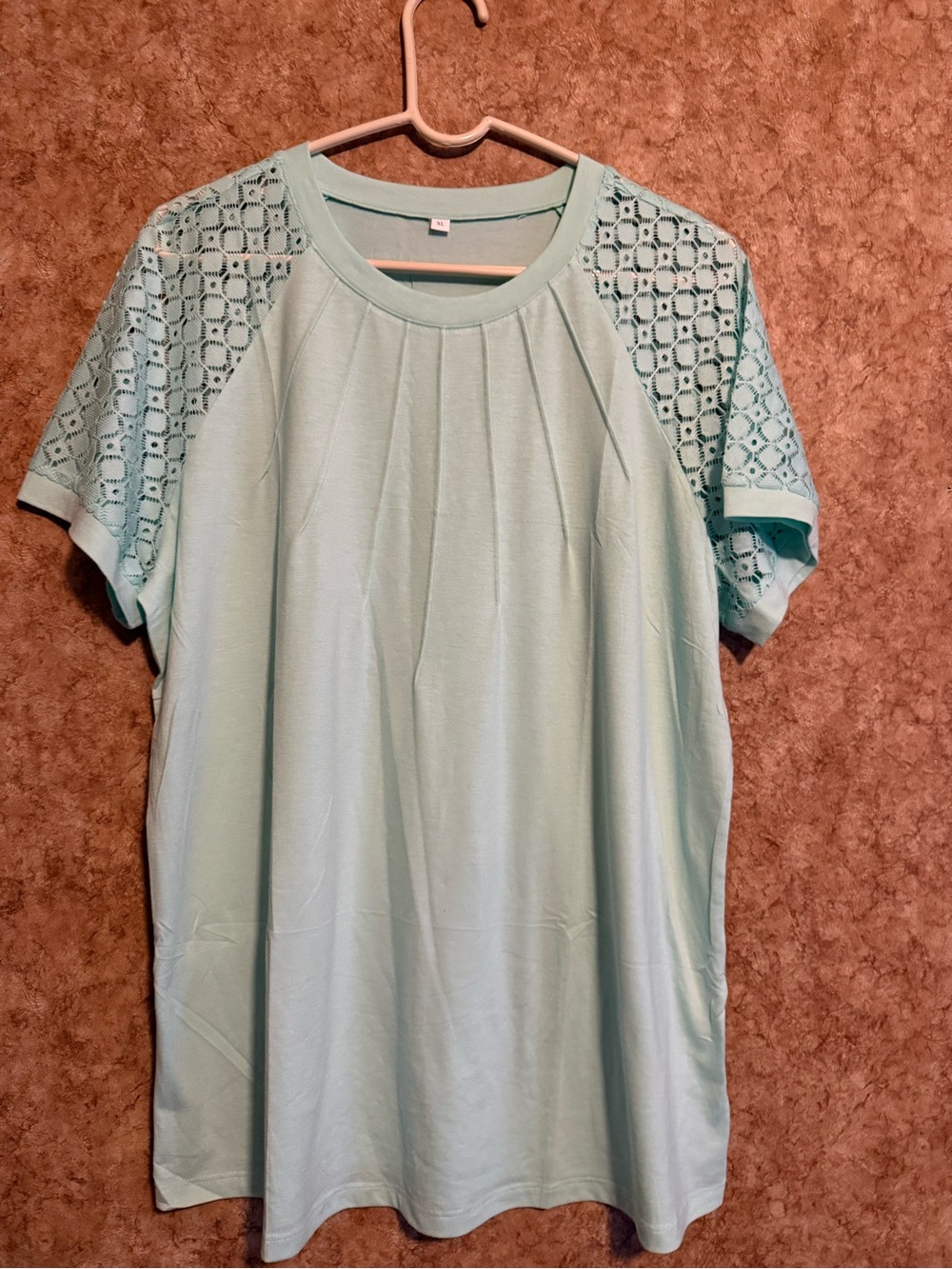 Light Mint Lace-Sleeve Women’s Top